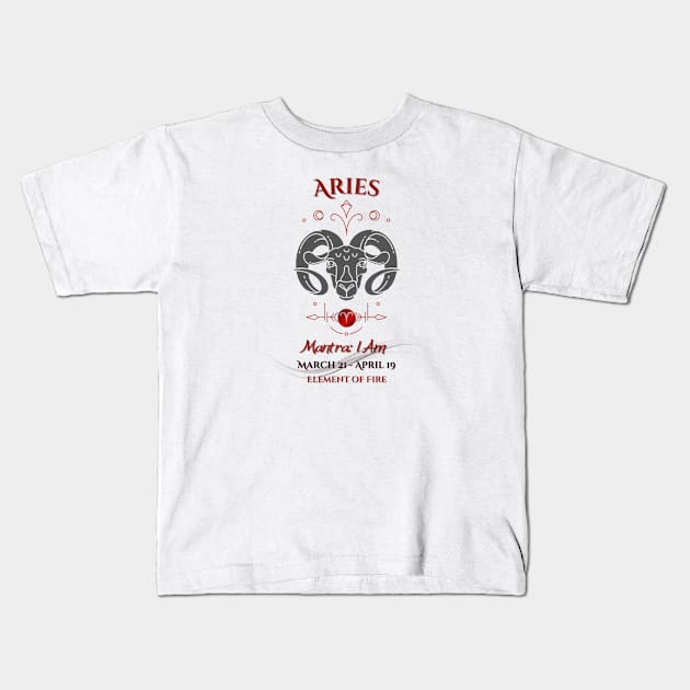 Zodiac Aries Mantra Kids T-Shirt by Mazzlo Shop